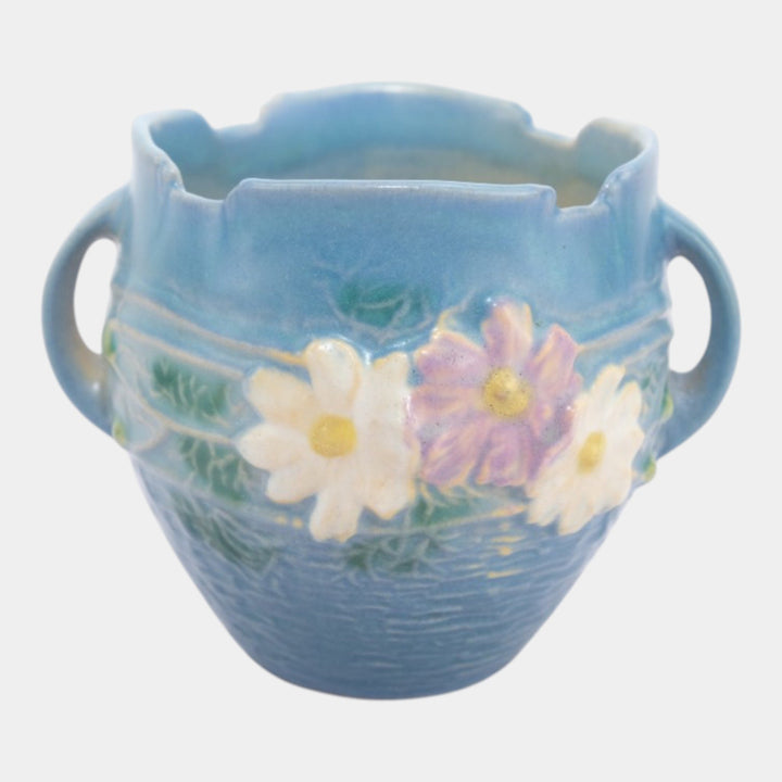 Roseville Cosmos Blue 1939 Vintage Art Pottery Ceramic Jardiniere Planter 649-3