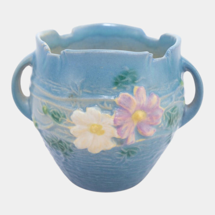 Roseville Cosmos Blue 1939 Vintage Art Pottery Ceramic Jardiniere Planter 649-3
