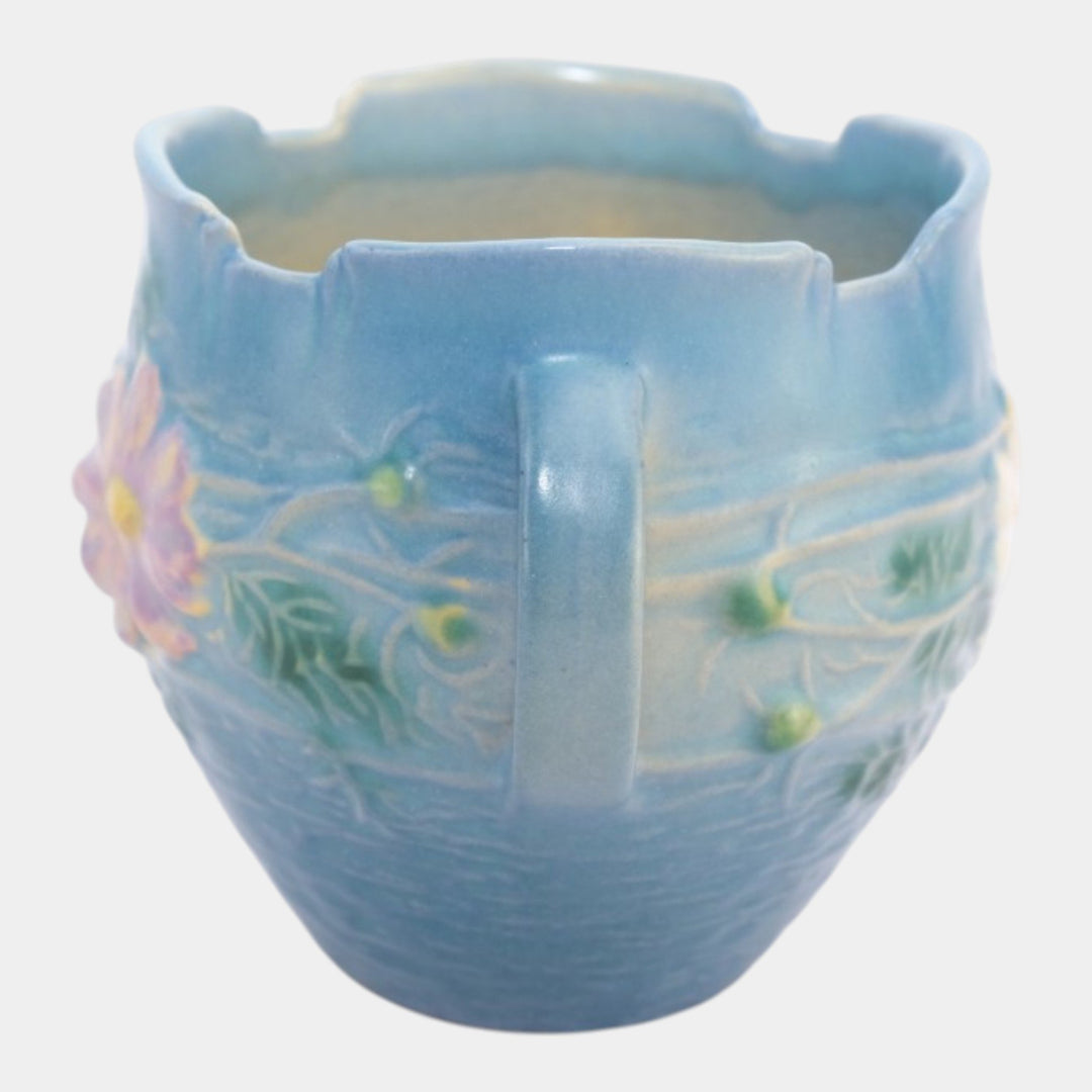 Roseville Cosmos Blue 1939 Vintage Art Pottery Ceramic Jardiniere Planter 649-3