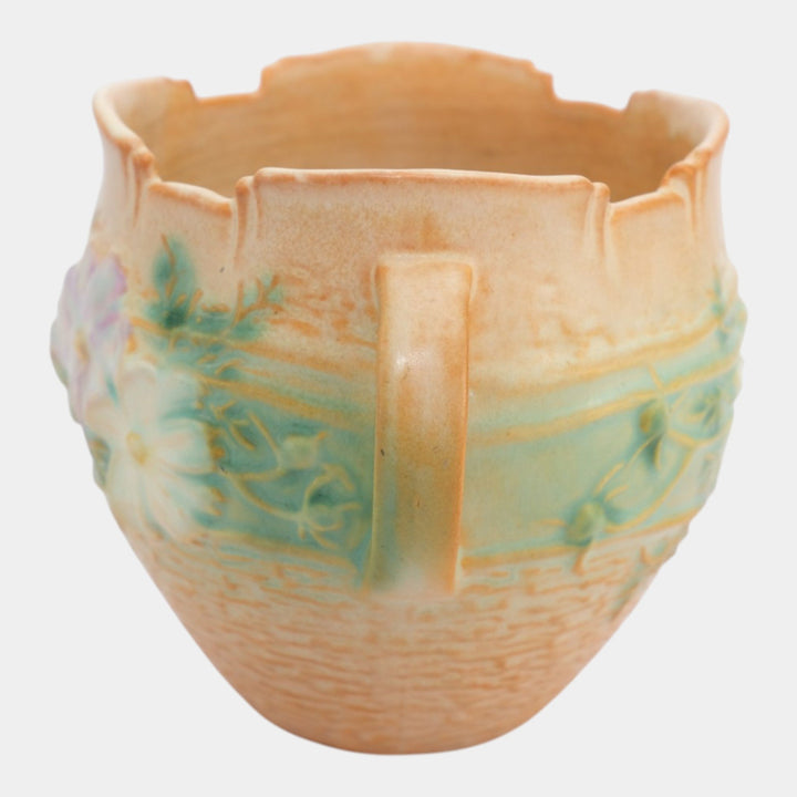 Roseville Cosmos Tan 1939 Vintage Art Pottery Ceramic Jardiniere Planter 649-4