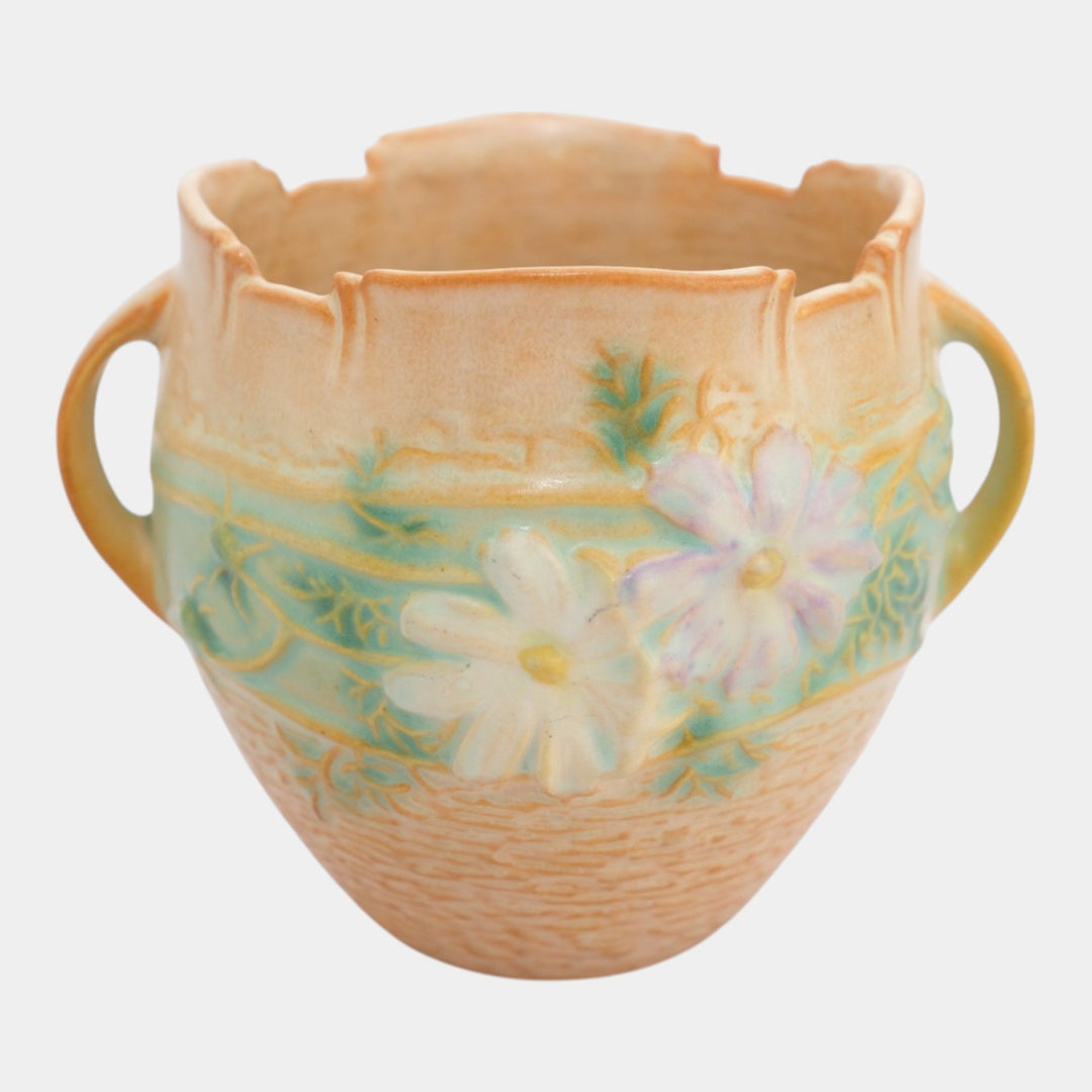 Roseville Cosmos Tan 1939 Vintage Art Pottery Ceramic Jardiniere Planter 649-4