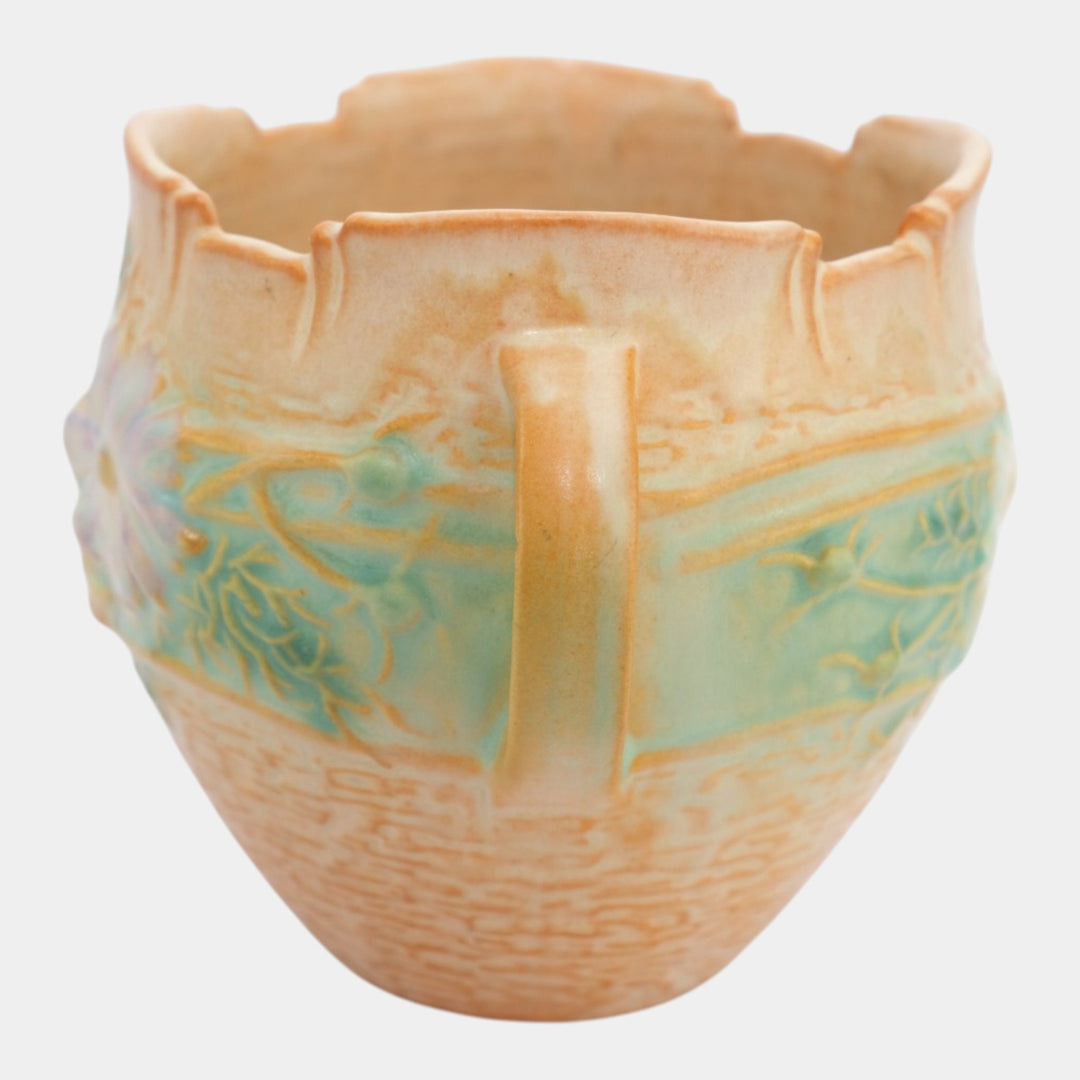 Roseville Cosmos Tan 1939 Vintage Art Pottery Ceramic Jardiniere Planter 649-4