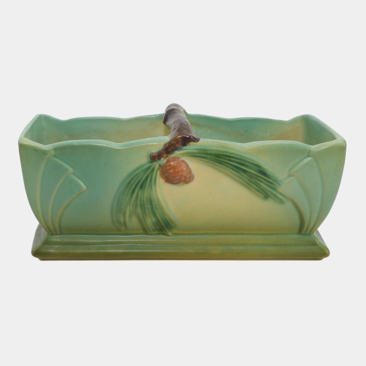 Roseville Pine Cone Green 1940 Vintage Art Pottery Window Box Planter 468-8