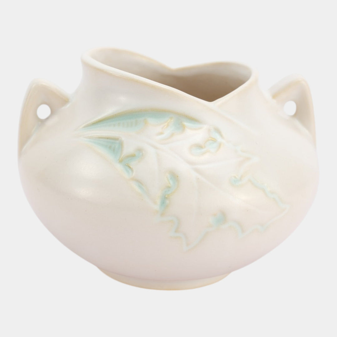 Roseville Silhouette White 1950 Vintage Art Deco Pottery Ceramic Bowl Vase 741-4