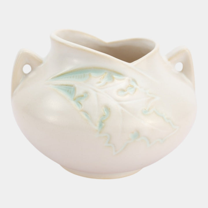 Roseville Silhouette White 1950 Vintage Art Deco Pottery Ceramic Bowl Vase 741-4