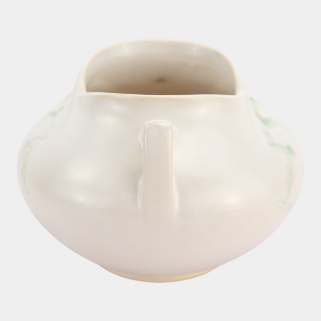Roseville Silhouette White 1950 Vintage Art Deco Pottery Ceramic Bowl Vase 741-4