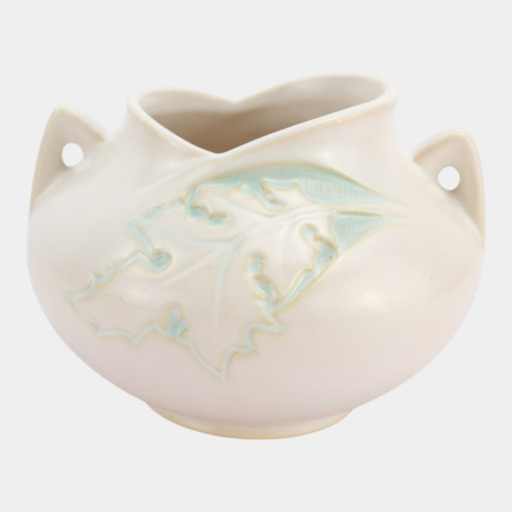 Roseville Silhouette White 1950 Vintage Art Deco Pottery Ceramic Bowl Vase 741-4