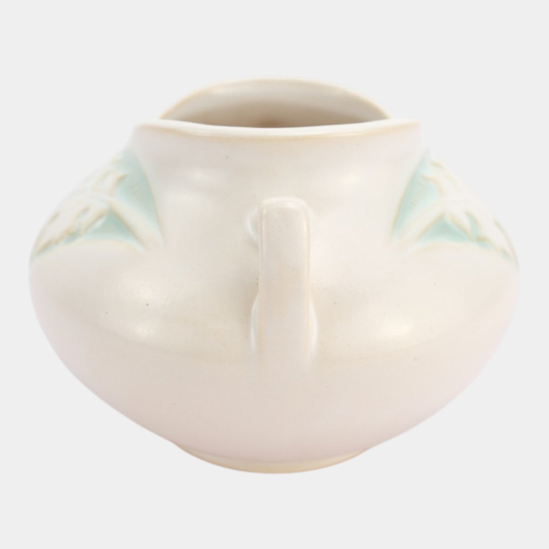 Roseville Silhouette White 1950 Vintage Art Deco Pottery Ceramic Bowl Vase 741-4