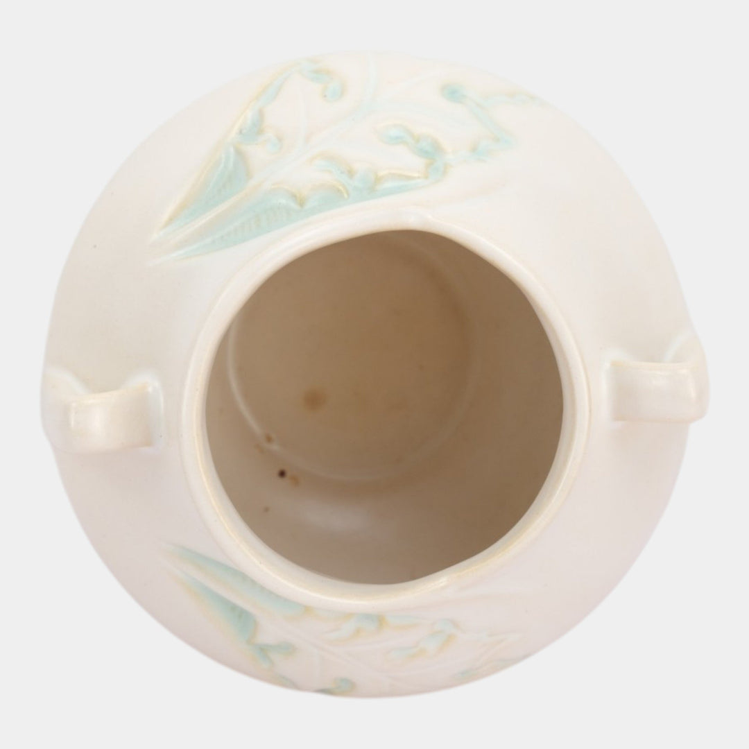 Roseville Silhouette White 1950 Vintage Art Deco Pottery Ceramic Bowl Vase 741-4