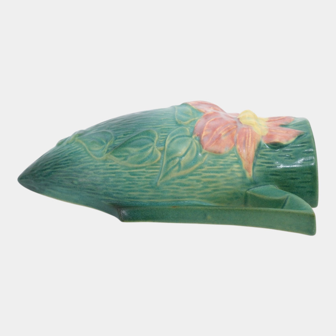 Roseville Clematis Green 1944 Vintage Art Pottery Ceramic Wall Pocket 1295-8