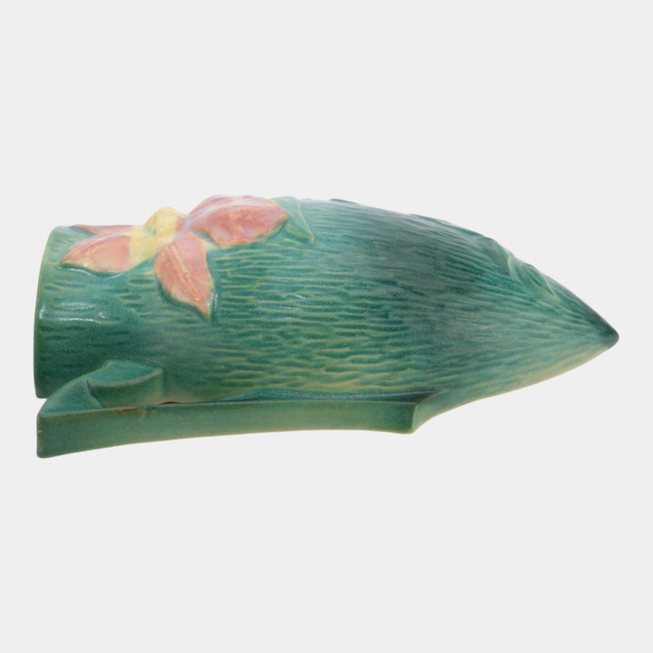 Roseville Clematis Green 1944 Vintage Art Pottery Ceramic Wall Pocket 1295-8