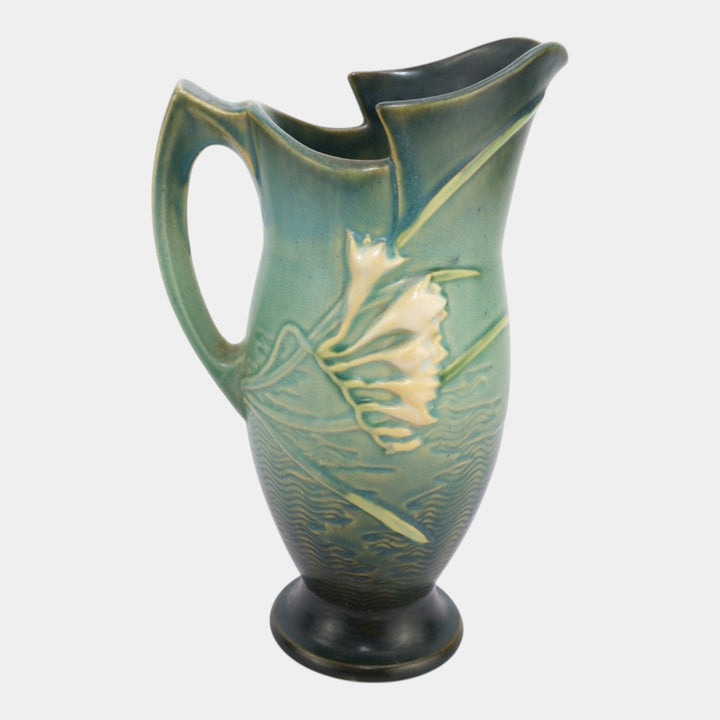 Roseville Freesia Green 1945 Mid Century Modern Pottery Ceramic Ewer 20-10