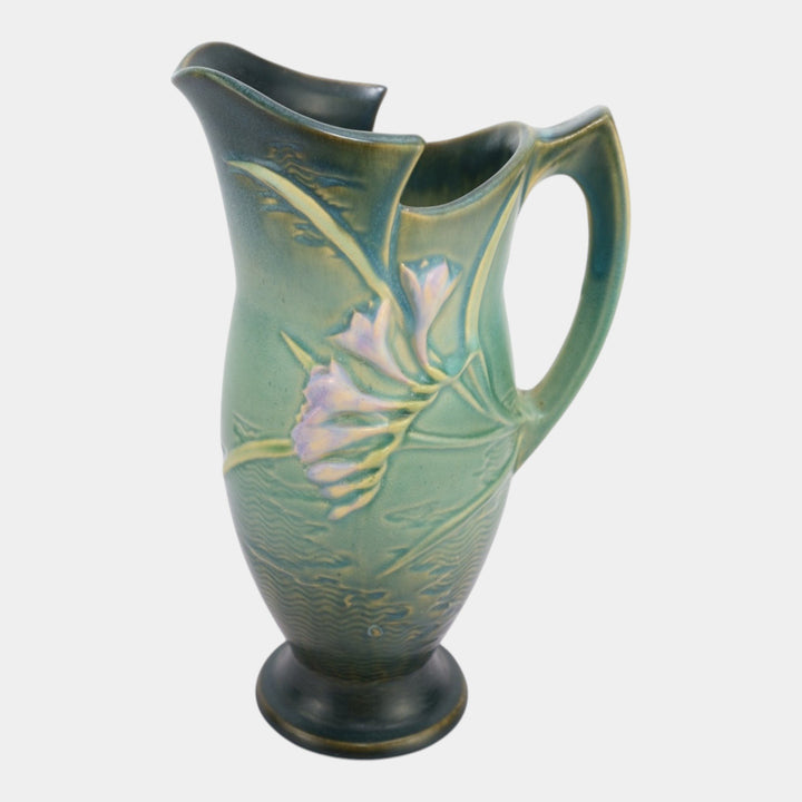 Roseville Freesia Green 1945 Mid Century Modern Pottery Ceramic Ewer 20-10