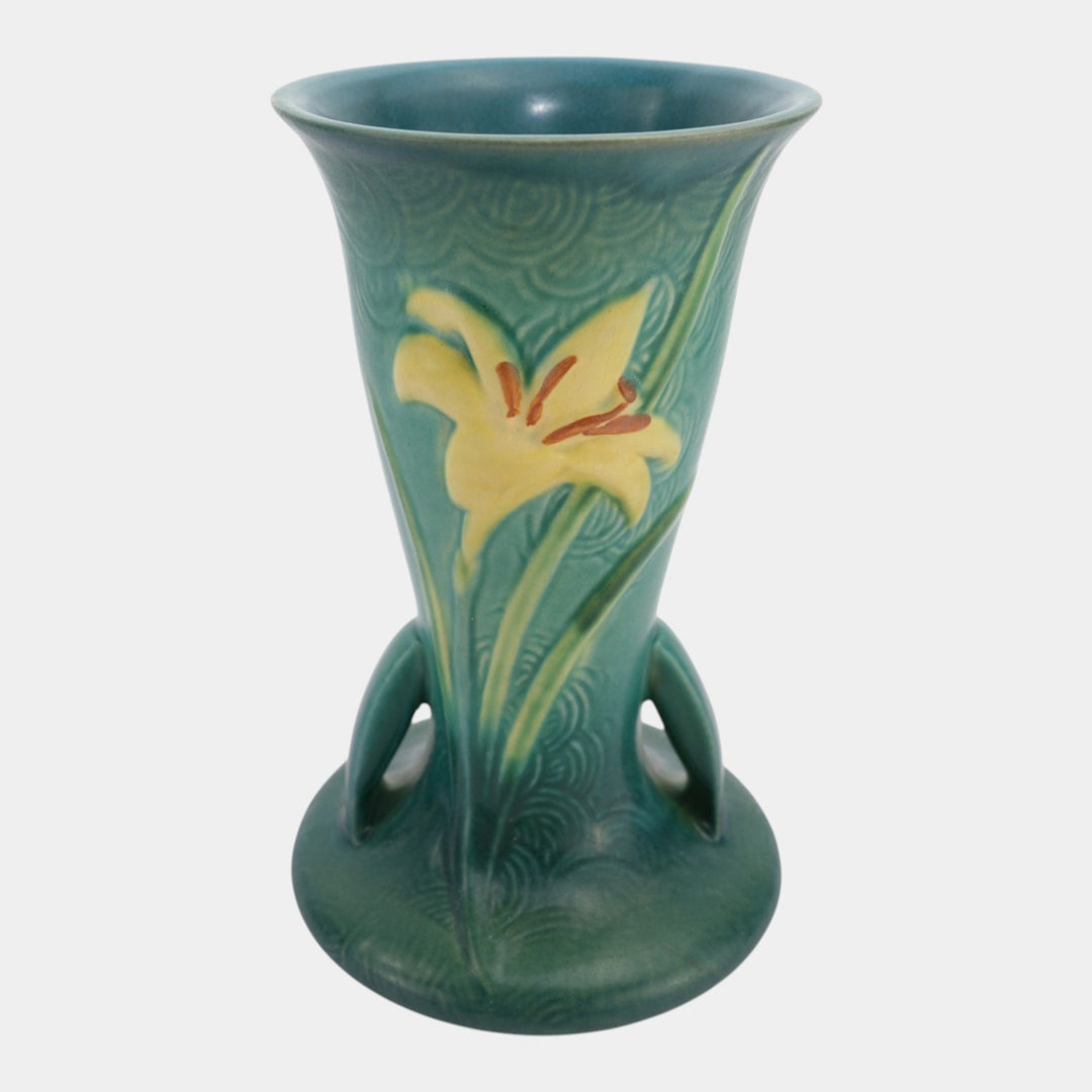 Roseville Zephyr Lily Green 1946 Mid Century Modern Ceramic Vase 136-9