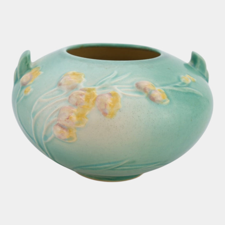 Roseville Ixia Green 1937 Vintage Art Deco Pottery Ceramic Planter Bowl 326-4
