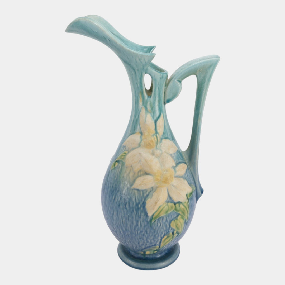 Roseville Clematis Blue 1944 Vintage Art Pottery Ceramic Ewer 18-15