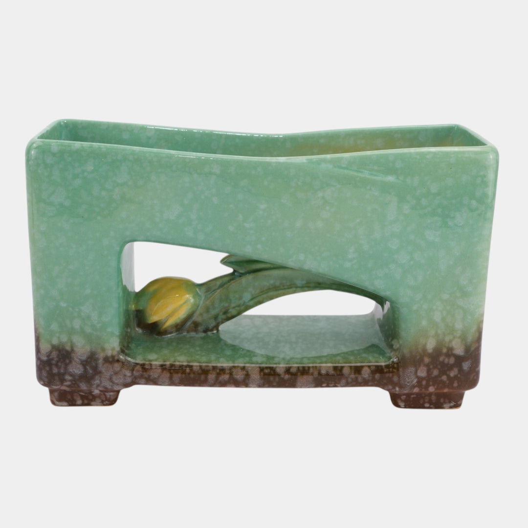 Roseville Artwood Green 1951 Mid Century Modern Pottery Ceramic Planter 1056-10