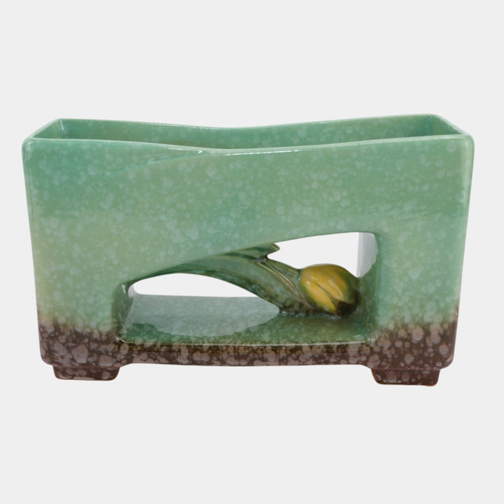 Roseville Artwood Green 1951 Mid Century Modern Pottery Ceramic Planter 1056-10