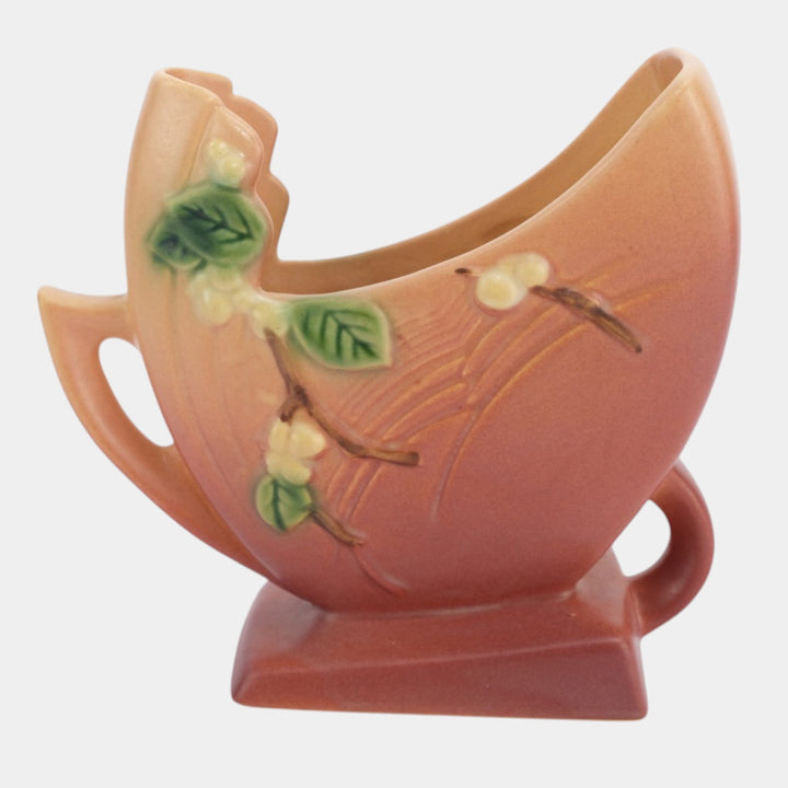 Roseville Snowberry Pink 1947 Mid Century Modern Pottery Ceramic Fan Vase 1FH-6