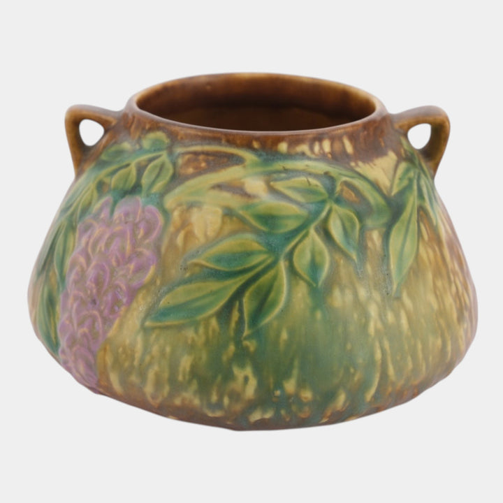 Roseville Wisteria Tan 1933 Vintage Arts And Crafts Pottery Bowl Vase 242-4