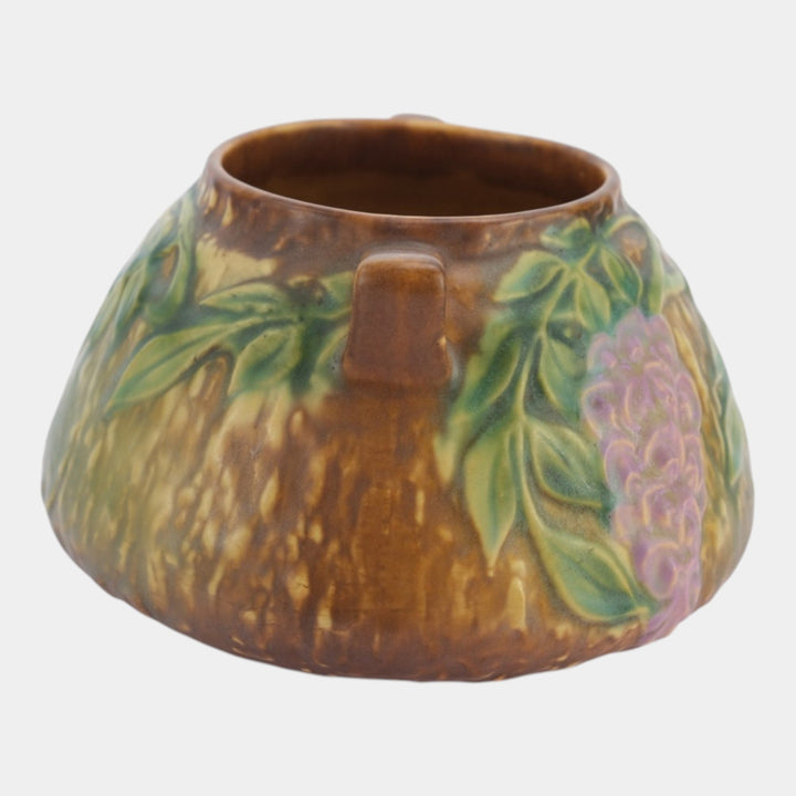 Roseville Wisteria Tan 1933 Vintage Arts And Crafts Pottery Bowl Vase 242-4