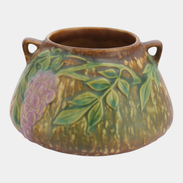 Roseville Wisteria Tan 1933 Vintage Arts And Crafts Pottery Bowl Vase 242-4
