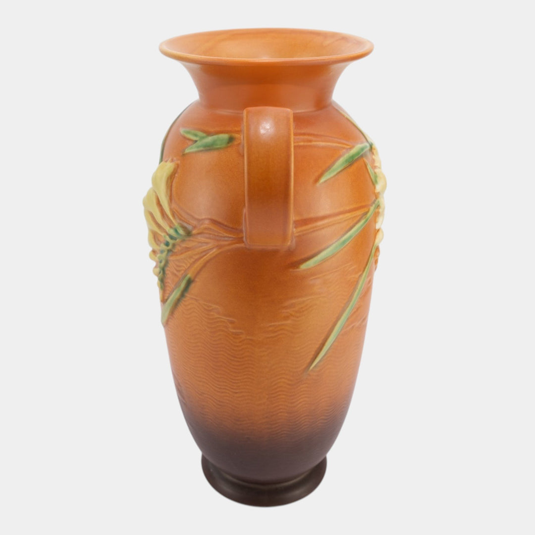 Roseville Freesia Brown 1945 Vintage Art Pottery Ceramic Vase 128-15