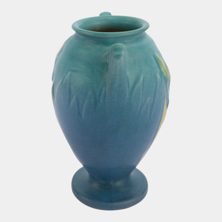 Roseville Iris Blue 1938 Vintage Art Deco Pottery Ceramic Vase 915-5