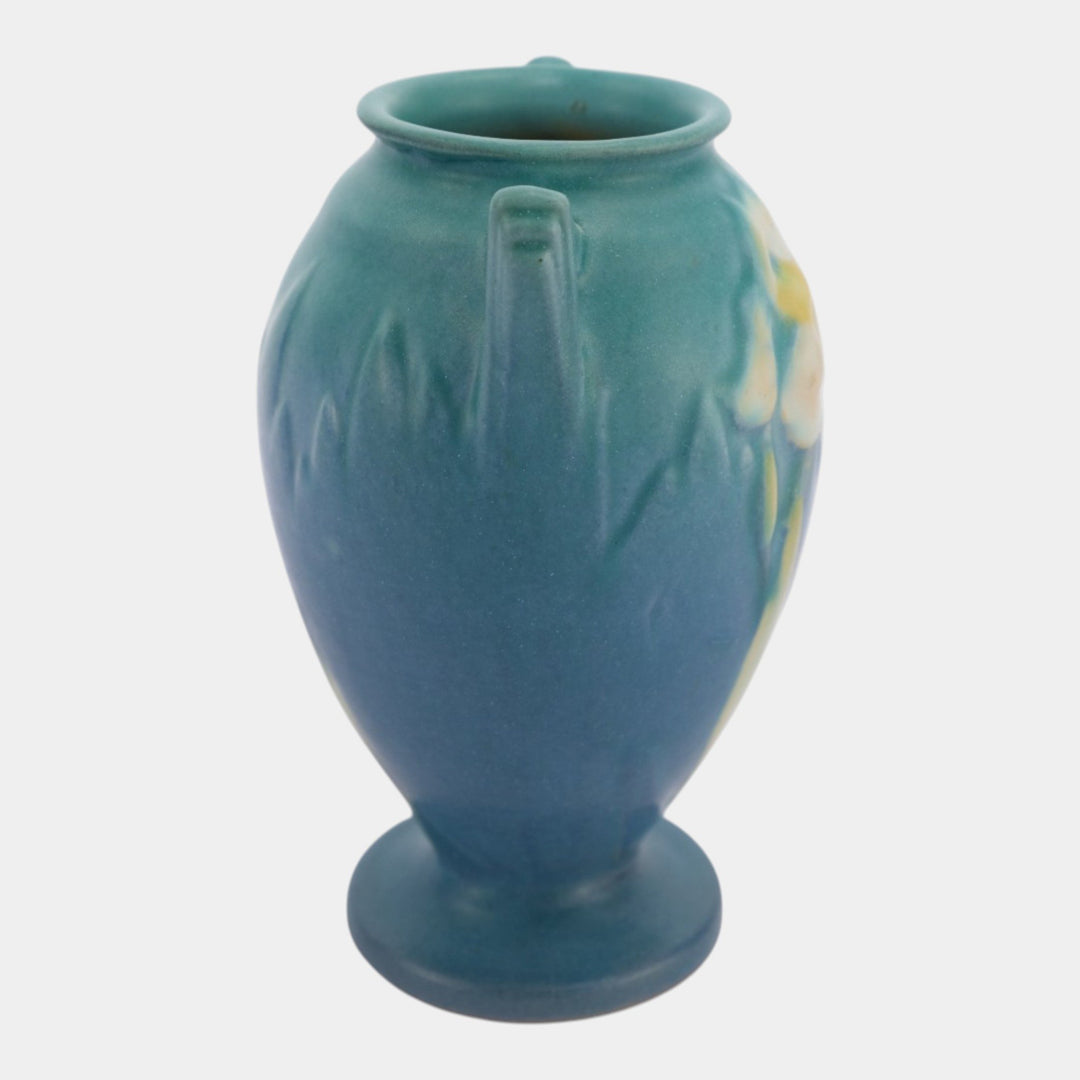 Roseville Iris Blue 1938 Vintage Art Deco Pottery Ceramic Vase 915-5