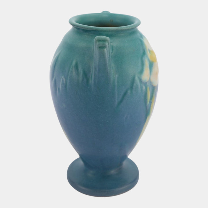 Roseville Iris Blue 1938 Vintage Art Deco Pottery Ceramic Vase 915-5
