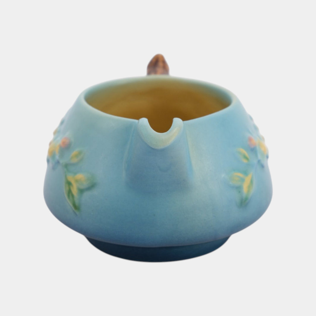 Roseville Apple Blossom Blue 1949 Vintage Art Pottery Creamer Pitcher 371C