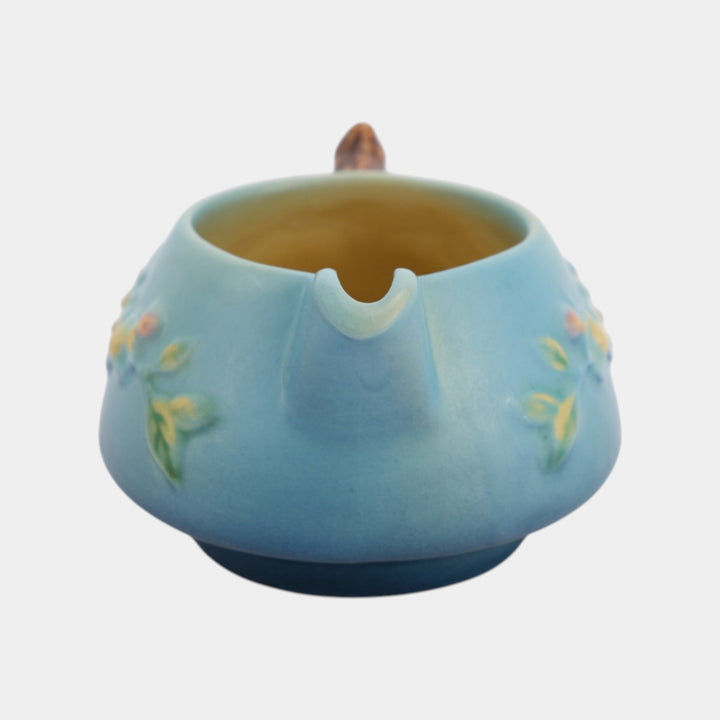 Roseville Apple Blossom Blue 1949 Vintage Art Pottery Creamer Pitcher 371C