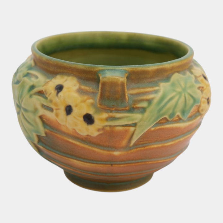 Roseville Luffa Brown 1934 Vintage Art Pottery Ceramic Jardiniere Planter 631-4