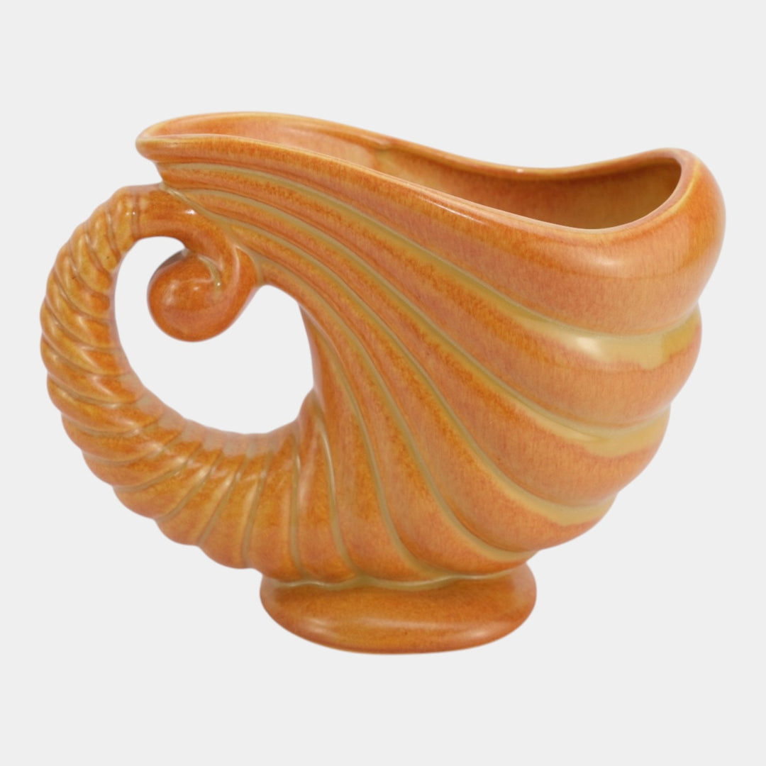 Roseville Capri Orange 1953 Mid Century Modern Pottery Cornucopia Planter 556-6