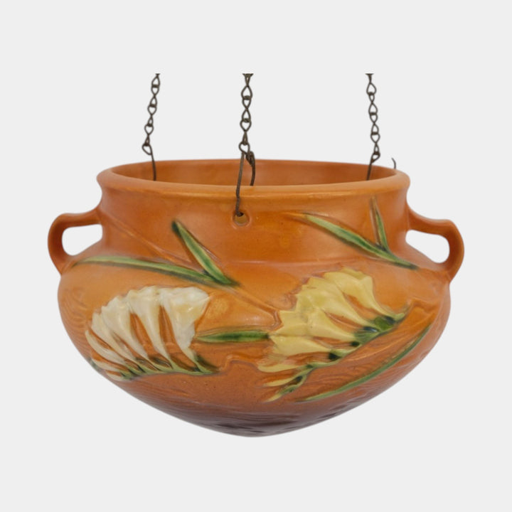 Roseville Freesia Brown 1945 Mid Century Modern Hanging Basket Planter 471-5