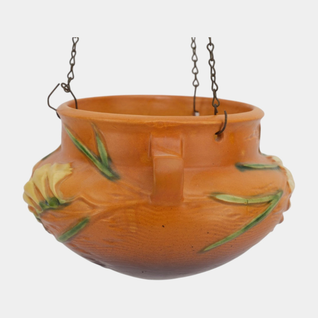 Roseville Freesia Brown 1945 Mid Century Modern Hanging Basket Planter 471-5