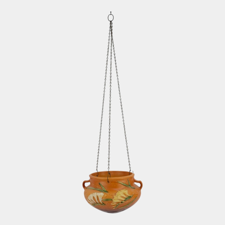 Roseville Freesia Brown 1945 Mid Century Modern Hanging Basket Planter 471-5