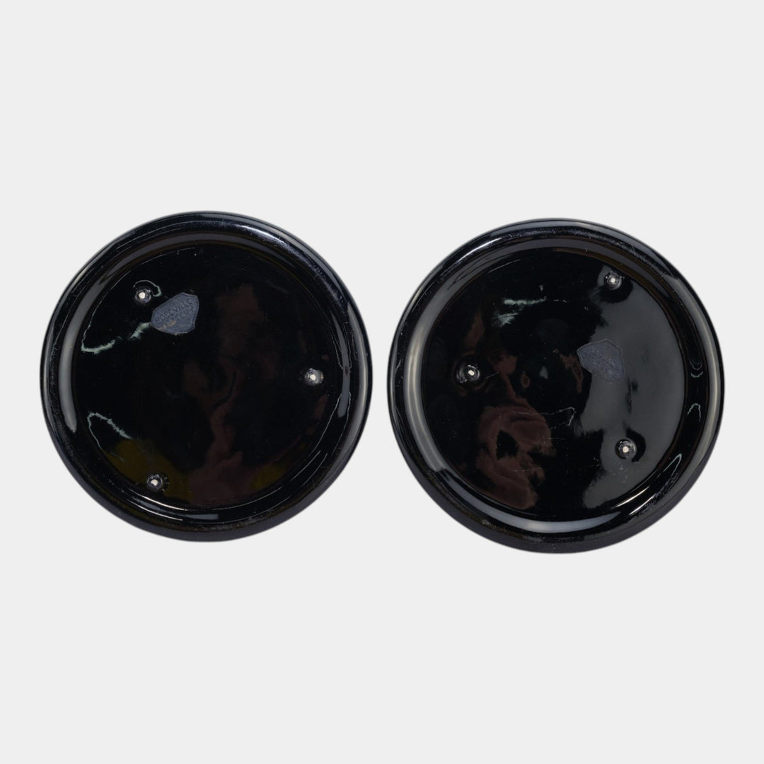 Roseville Rosecraft Black Vintage Art Deco Pottery Ceramic Candle Holders 1029-3