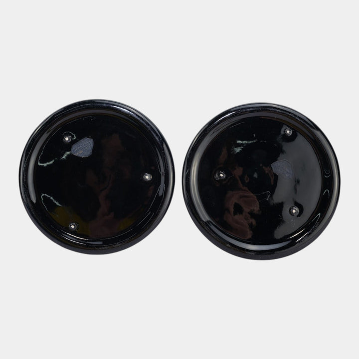 Roseville Rosecraft Black Vintage Art Deco Pottery Ceramic Candle Holders 1029-3