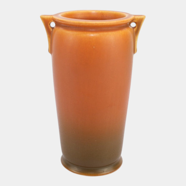Roseville Rosecraft Burnt Orange 1920 Vintage Art Pottery Ceramic Handled Vase