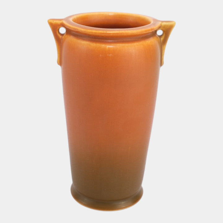 Roseville Rosecraft Burnt Orange 1920 Vintage Art Pottery Ceramic Handled Vase