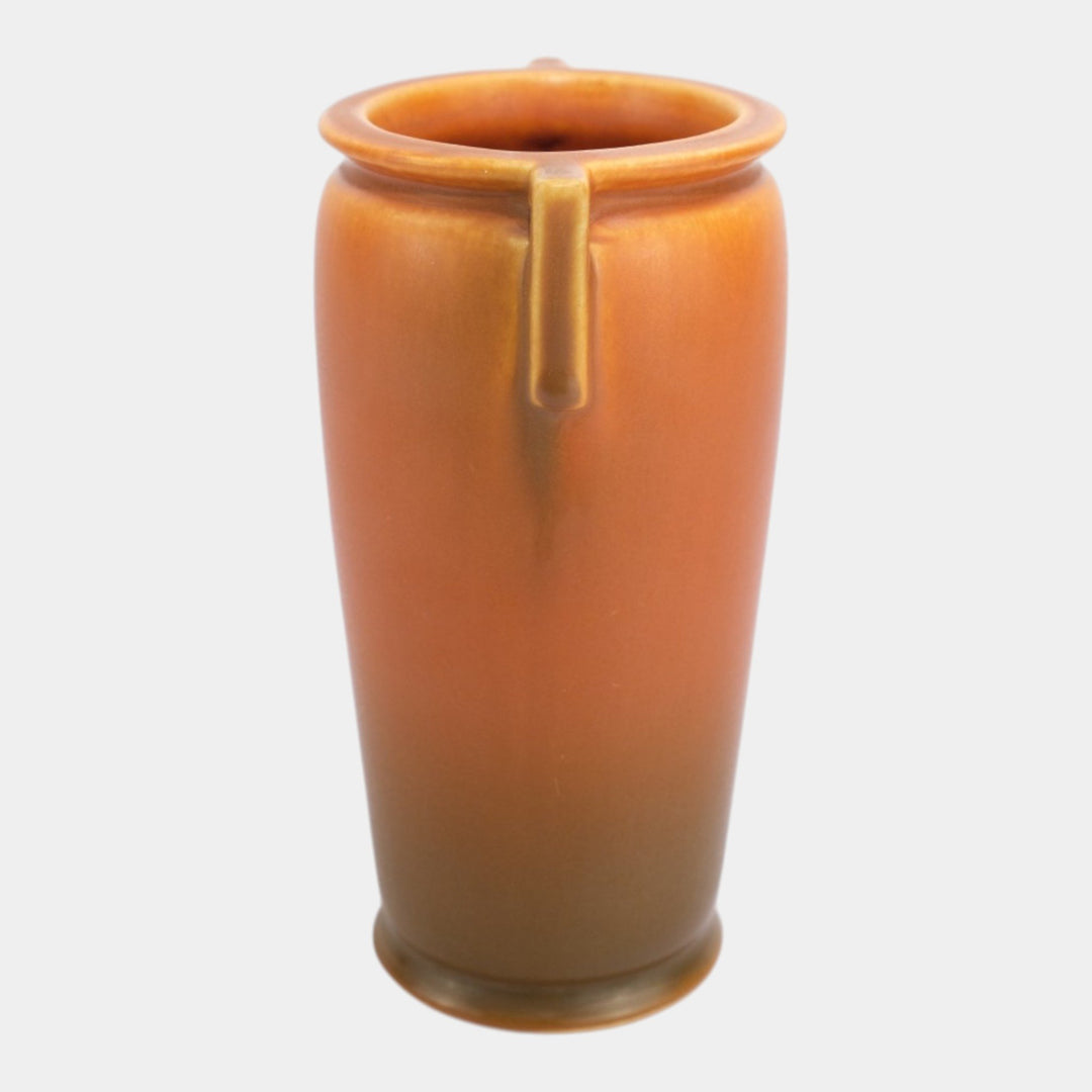 Roseville Rosecraft Burnt Orange 1920 Vintage Art Pottery Ceramic Handled Vase