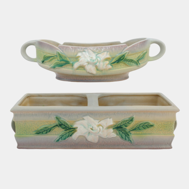 Roseville Gardenia Gray 1950 Mid Century Modern Console Bowls 628-10 669-12