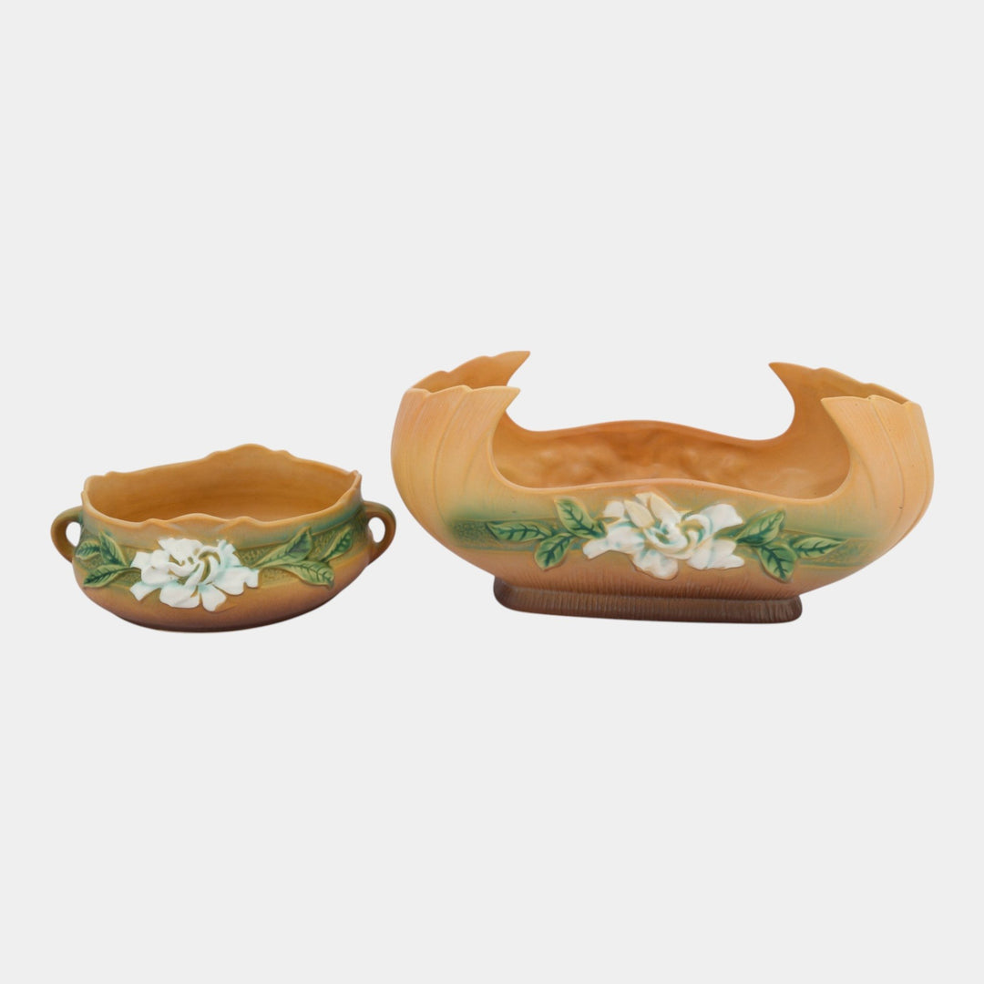 Roseville Gardenia Tan 1950 Mid Century Modern Pottery Bowls 626-6 630-12