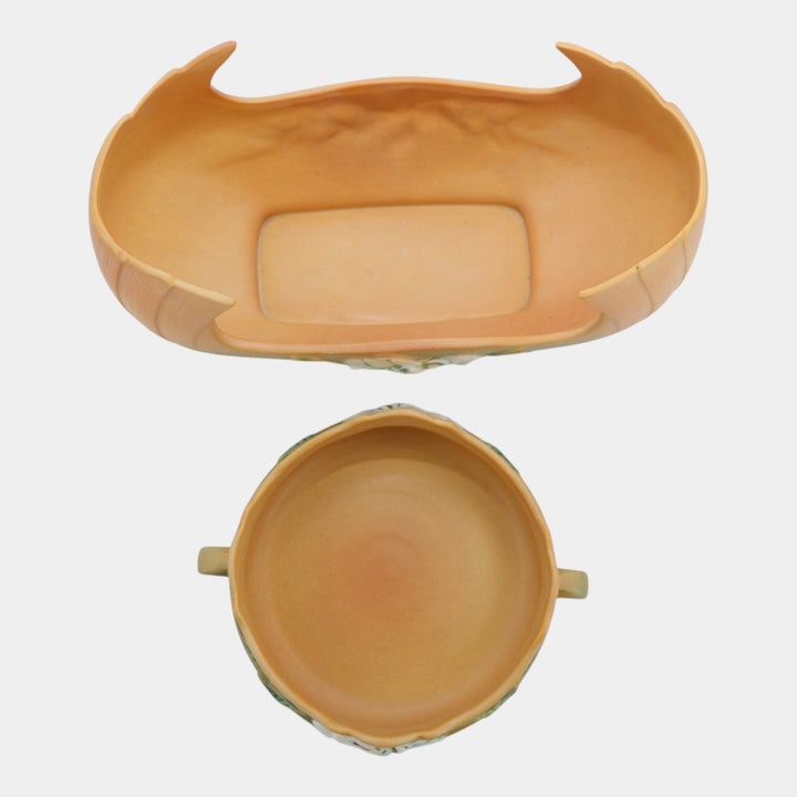 Roseville Gardenia Tan 1950 Mid Century Modern Pottery Bowls 626-6 630-12
