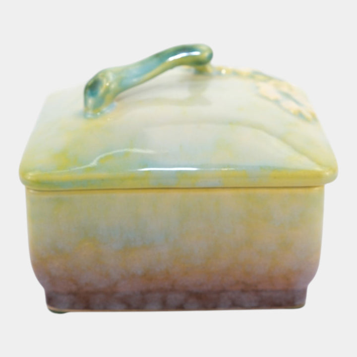 Roseville Wincraft Green 1948 Mid Century Modern Pottery Covered Box 240B