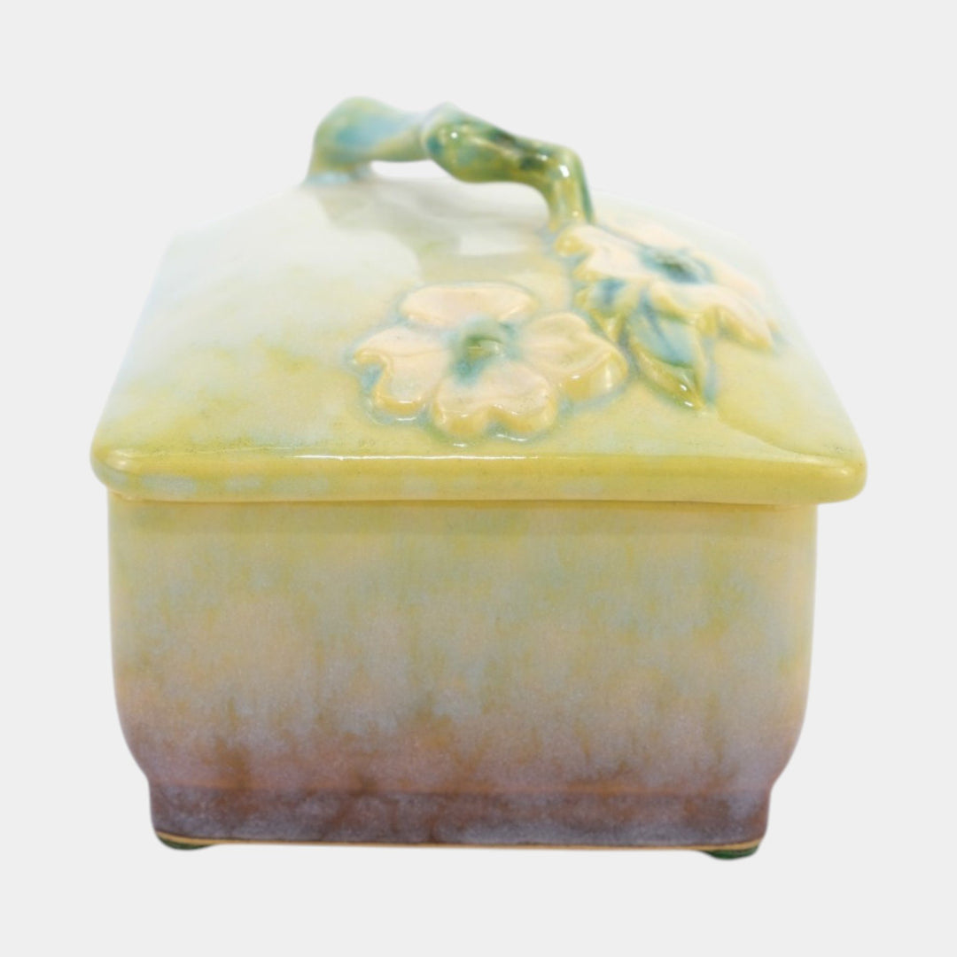 Roseville Wincraft Green 1948 Mid Century Modern Pottery Covered Box 240B