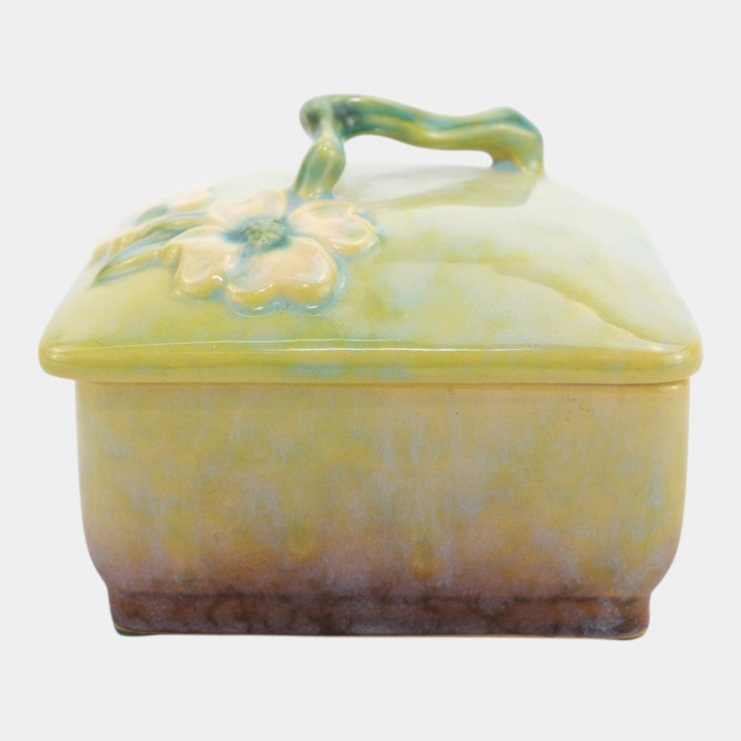 Roseville Wincraft Green 1948 Mid Century Modern Pottery Covered Box 240B