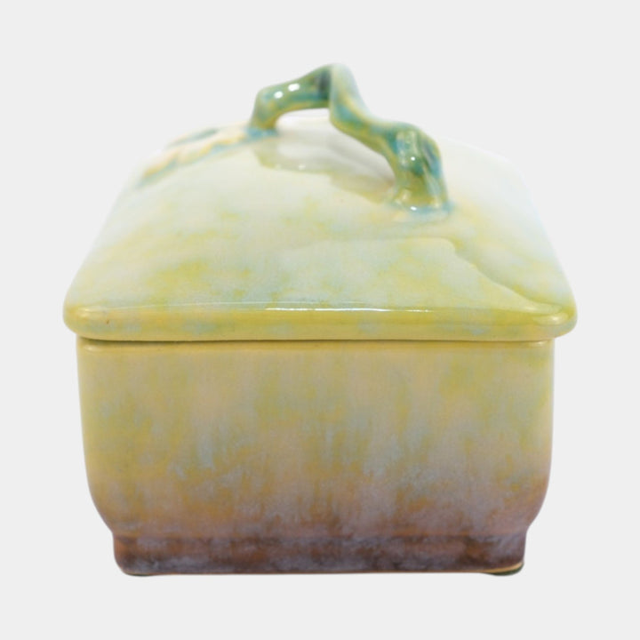 Roseville Wincraft Green 1948 Mid Century Modern Pottery Covered Box 240B