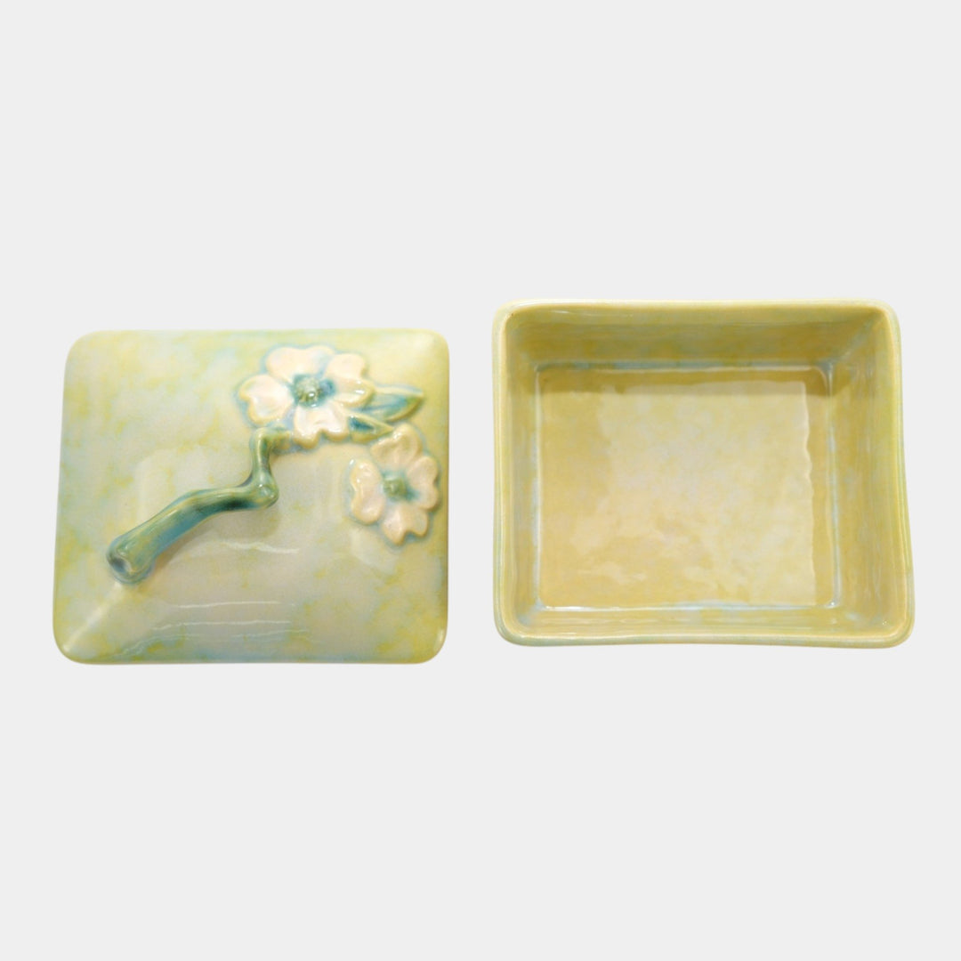 Roseville Wincraft Green 1948 Mid Century Modern Pottery Covered Box 240B
